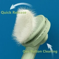 2pcs Brosse Chat Chien, Brosses De Toilettage Pour Chats Chiens Autonettoyante, Professionnel Peigne An Acier Inoxydable Poils Morts Pour Chat Chien, Enlèvement Des Poils En Un Clic, Vert Matcha -Pas Cher Toutou Mia Magasin 100266514 3
