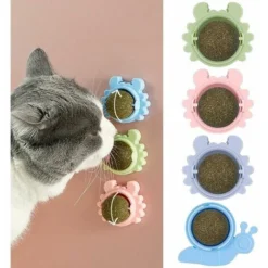4 Pièces Boule Herbe à Chat Murale, Jouet Boule D'herbe à Chat, Rotatives à 360°Jouet Boule D'herbe à Chat Pour Chats Se Nettoient Les Dents Et Attirent Les Chats - MODOU