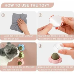 4 Pièces Boule Herbe à Chat Murale, Jouet Boule D'herbe à Chat, Rotatives à 360°Jouet Boule D'herbe à Chat Pour Chats Se Nettoient Les Dents Et Attirent Les Chats - MODOU -Pas Cher Toutou Mia Magasin 100344404 4