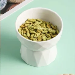 Kueatily Blanc Céramique Gamelle Pour Chat Avec Support Surélevé, Pour Chats Et Chiens De Petite Taille -Pas Cher Toutou Mia Magasin 28283736 3
