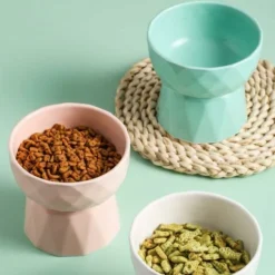 Kueatily Blanc Céramique Gamelle Pour Chat Avec Support Surélevé, Pour Chats Et Chiens De Petite Taille -Pas Cher Toutou Mia Magasin 28283736 5