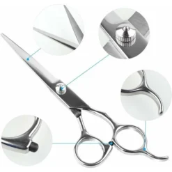 5PCS Kit De Toilettage Ciseaux En Acier Inoxydable Avec Poche Peigne, Chiffon De Nettoyage Pour Chiens, Chats, Et Les Animaux De Compagnie Pour Corps, Visage, Oreilles, Museau, Durable, Sûr -Pas Cher Toutou Mia Magasin 28492134 4