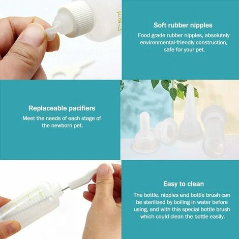 Biberon Chaton Chiot,Bouteille Allaitement Pour Chiot Tétines Brosse à Nettoyer Lactation Soins Pour Chat Et Chien Animal Nouveau Né De Compagnie 6 Biberon Chaton Chiot,Bouteille Allaitement Pour Chiot Tétines Brosse à Nettoyer Lactation Soins Pour Chat Et Chien Animal Nouveau Né De Compagnie – Image 4