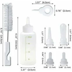 Biberon Chaton Chiot,Bouteille Allaitement Pour Chiot Tétines Brosse à Nettoyer Lactation Soins Pour Chat Et Chien Animal Nouveau Né De Compagnie(60ml -Pas Cher Toutou Mia Magasin 37660201 5