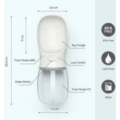 Bouteille D'Eau Pour Chien Portable,Pet Distributeur D'Eau Antibactérien De Qualité Alimentaire Fuite De Preuve Chien Chat Voyage Bouteille Bol, Animal De Compagnie Extérieur Potable (350Ml, Blanc) -Pas Cher Toutou Mia Magasin 39298498 3