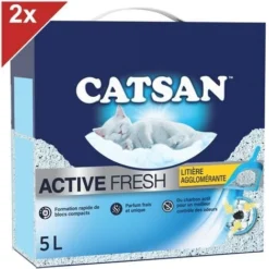 CATSAN Active Fresh Litière Minérale Agglomérante Pour Chat 2 Boîtes De 5L