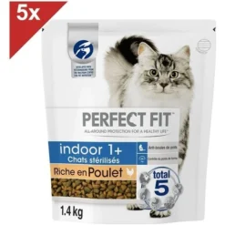 PERFECT FIT Croquettes Riches En Poulet Pour Chat D'intérieur Stérilisé 5x1,4kg