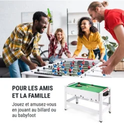 Spin Table De Jeux 2-en-1 Billard Kicker, Rotatif à 180° , Pièce De Jeu, Blanche -Pas Cher Toutou Mia Magasin 41822643 3