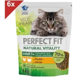 PERFECT FIT Natural Vitality Croquettes Poulet Et Dinde Pour Chat Adulte 6x1kg