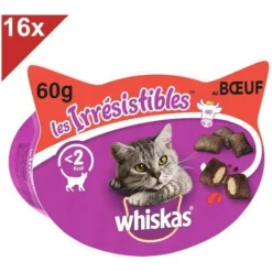 WHISKAS Les Irrésistibles Friandises Au Boeuf Pour Chat 16x60g