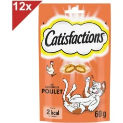 CATISFACTIONS Friandises Au Poulet Pour Chat Et Chaton (12x60g)