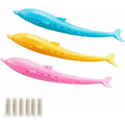 Jouet Poisson Pour Chat, 3 Pièces Jouet Dentaire Chat, Jouet Molaire En Silicone à Mâcher Jouet Interactif Pour Le Nettoyage Des Dents De Chat Contre -Versailles