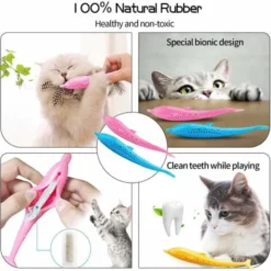 Jouet Poisson Pour Chat, 3 Pièces Jouet Dentaire Chat, Jouet Molaire En Silicone à Mâcher Jouet Interactif Pour Le Nettoyage Des Dents De Chat Contre -Versailles -Pas Cher Toutou Mia Magasin 45884323 5