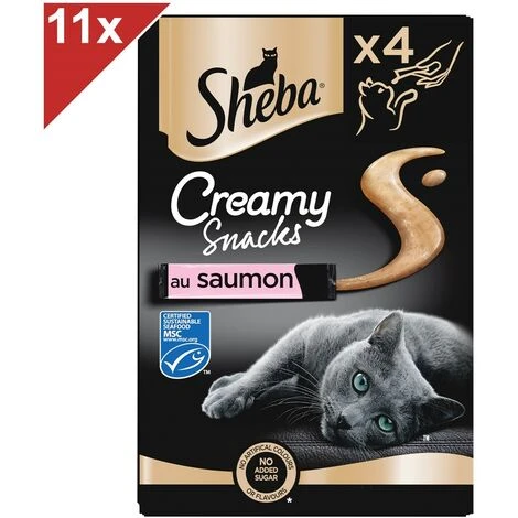 SHEBA Creamy Snacks 44 Sticks Au Saumon Friandise Crémeuse Pour Chat 12g (11x4) 3 SHEBA Creamy Snacks 44 Sticks Au Saumon Friandise Crémeuse Pour Chat 12g (11x4)