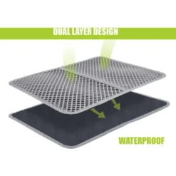 Pecute Tapis Litière Chat Double Couche Pliable 60x42cm, Tapis Bac à Litière Pour Chats Avec 12mm Grand Trou En Forme De Diamant, Tapis De Toilette Chat Imperméable Antidérapant, Facile à Nettoyer, Gr 9 Pecute Tapis Litière Chat Double Couche Pliable 60x42cm, Tapis Bac à Litière Pour Chats Avec 12mm Grand Trou En Forme De Diamant, Tapis De Toilette Chat Imperméable Antidérapant, Facile à Nettoyer, Gr -Pas Cher Toutou Mia Magasin 47518539 3