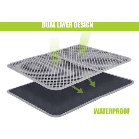 Pecute Tapis Litière Chat Double Couche Pliable 60x42cm, Tapis Bac à Litière Pour Chats Avec 12mm Grand Trou En Forme De Diamant, Tapis De Toilette Chat Imperméable Antidérapant, Facile à Nettoyer, Gr 5 Pecute Tapis Litière Chat Double Couche Pliable 60x42cm, Tapis Bac à Litière Pour Chats Avec 12mm Grand Trou En Forme De Diamant, Tapis De Toilette Chat Imperméable Antidérapant, Facile à Nettoyer, Gr – Image 3