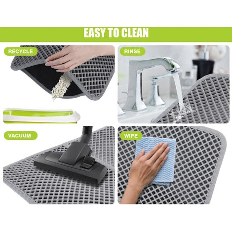 Pecute Tapis Litière Chat Double Couche Pliable 60x42cm, Tapis Bac à Litière Pour Chats Avec 12mm Grand Trou En Forme De Diamant, Tapis De Toilette Chat Imperméable Antidérapant, Facile à Nettoyer, Gr 6 Pecute Tapis Litière Chat Double Couche Pliable 60x42cm, Tapis Bac à Litière Pour Chats Avec 12mm Grand Trou En Forme De Diamant, Tapis De Toilette Chat Imperméable Antidérapant, Facile à Nettoyer, Gr – Image 4