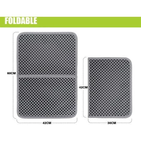 Pecute Tapis Litière Chat Double Couche Pliable 60x42cm, Tapis Bac à Litière Pour Chats Avec 12mm Grand Trou En Forme De Diamant, Tapis De Toilette Chat Imperméable Antidérapant, Facile à Nettoyer, Gr 7 Pecute Tapis Litière Chat Double Couche Pliable 60x42cm, Tapis Bac à Litière Pour Chats Avec 12mm Grand Trou En Forme De Diamant, Tapis De Toilette Chat Imperméable Antidérapant, Facile à Nettoyer, Gr – Image 5