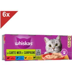 WHISKAS 24 Boîtes En Terrine 4 Variétés Pâtée Pour Chat 400g (6x4)