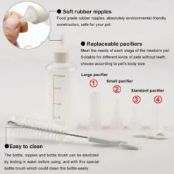 Biberon Chaton Chiot,Bouteille Allaitement Pour Chiot Tétines Brosse à Nettoyer Lactation Soins Pour Chat Et Chien Animal Nouveau Né De Compagnie(60ml) -Versailles -Pas Cher Toutou Mia Magasin 52488920 3