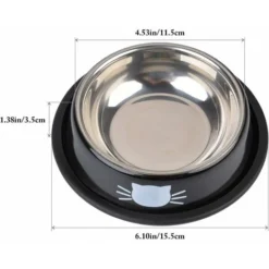 Gamelle Chat, 2 Pièces Bol Chat Pour Animaux De Compagnie Bol à Eau En Acier Inoxydable Gamelle Pour Chats Avec Antidérapant Noir Et Blanc Cassé 15.2X3.5cm,Versailles -Pas Cher Toutou Mia Magasin 52882880 2