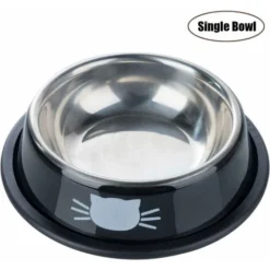Gamelle Chat, 2 Pièces Bol Chat Pour Animaux De Compagnie Bol à Eau En Acier Inoxydable Gamelle Pour Chats Avec Antidérapant Noir Et Blanc Cassé 15.2X3.5cm,Versailles -Pas Cher Toutou Mia Magasin 52882880 4