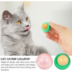 Cataire Boules Pour Chats-1 Pièces Chat Collation Lécher Boule De Sucre Chat Collations Bonbons Naturel Cataire Chat Mur Bâton-sur Balle Jouet Cataire Comestibles Boules Lécher -Pas Cher Toutou Mia Magasin 52972673 4