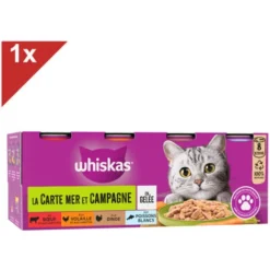 WHISKAS 8 Boîtes En Gelée 4 Variétés Pâtée Pour Chat 390g (1x8)