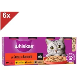 WHISKAS 24 Boîtes En Sauce 4 Variétés Pâtée Pour Chat 400g (6x4)