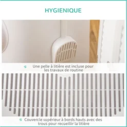 PawHut Maison De Toilette Litière Pour Chat Double Porte Battante Et Supérieure - Pelle Fournie - PE Blanc -Pas Cher Toutou Mia Magasin 54308947 4