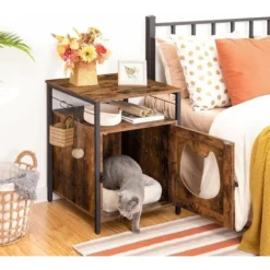 Maison Pour Chat, Meuble Litiere De Toilette Chat, Avec Crochets, HOOBRO EBF05MW01 -Pas Cher Toutou Mia Magasin 63740135 2