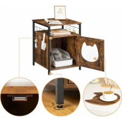 Maison Pour Chat, Meuble Litiere De Toilette Chat, Avec Crochets, HOOBRO EBF05MW01 -Pas Cher Toutou Mia Magasin 63740135 4