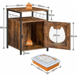 Maison Pour Chat, Meuble Litiere De Toilette Chat, Avec Crochets, HOOBRO EBF05MW01 -Pas Cher Toutou Mia Magasin 63740135 5