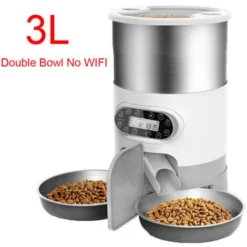 Distributeur Automatique De Nourriture 3L Pour Animaux De Compagnie Double Bol En Acier Inoxydable Pour Chats Et Chiens De Petite Et Moyenne
