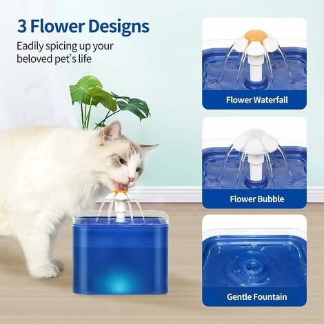 Fontaine à Eau Pour Animaux De Compagnie, Distributeur Automatique Deau Pour Chien De Chat 2L, Système De Filtration Quadruple, Avec Lumière LED Et Fenêtre Visible 7 Fontaine à Eau Pour Animaux De Compagnie, Distributeur Automatique Deau Pour Chien De Chat 2L, Système De Filtration Quadruple, Avec Lumière LED Et Fenêtre Visible – Image 5