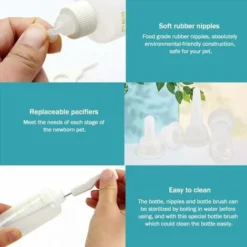 Biberon Chaton Chiot,Bouteille Allaitement Pour Chiot Tétines Brosse à Nettoyer Lactation Soins Pour Chat Et Chien Animal Nouveau Né De Compagnie(60ml 56Vingt -Pas Cher Toutou Mia Magasin 64936022 4