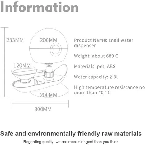 Distributeur D'eau Automatique Pour Chien Chat, En Forme D'escargot, Abreuvoir à Gravité Pour Animaux Domestiques, Fontaine Transparente Distributeur De Bol D'eau Pour Chien Chats, 2.8 L 4 Distributeur D'eau Automatique Pour Chien Chat, En Forme D'escargot, Abreuvoir à Gravité Pour Animaux Domestiques, Fontaine Transparente Distributeur De Bol D'eau Pour Chien Chats, 2.8 L – Image 2