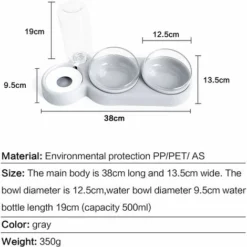 Double Gamelle Chat Surélevée,Inclinable à 15° Bol Pour Chat Anti-Vomissements Bol Pour Animaux De Compagnie 3-en-1 à Stockage D'eau Automatique,Disponible Pour Les Chats Et Les Chiots (grise) -Pas Cher Toutou Mia Magasin 66092409 4