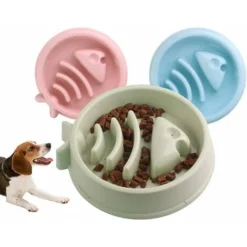 Gamelle D'alimentation Lente Pour Chiens, Gamelle Anti-glouton Pour Chien Chat De Petite Et De Moyenne Taille - Forme En Arête De Poisson - Antidérapante Ephé -Pas Cher Toutou Mia Magasin 70073686 4
