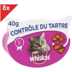 WHISKAS Contrôle Du Tartre Friandises Au Poulet Pour Chat 8x40g