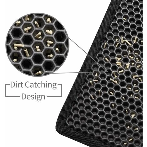 Tapis Litière Chat Bac à Litière Pour Chats, Imperméable Non Toxique EVA,Double Couche En Nid D'abeille Design (76x61cm, Noir) 5 Tapis Litière Chat Bac à Litière Pour Chats, Imperméable Non Toxique EVA,Double Couche En Nid D'abeille Design (76x61cm, Noir) – Image 3