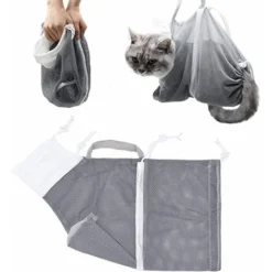 GP Sac De Bain Pour Chat Réglable, Multifonctionnel, Fixe, Sac De Bain Pour Chat Beige