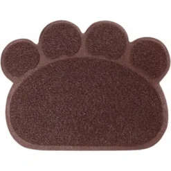 ZXPASRA Tapis De Litière Pour Chat Empreinte De Patte Bol D'alimentation Napperon Tapis De Lit Pour Chat Antidérapant Litière Imperméable Tapis De Trappeur Accessoires Pour Chat 30x40cm（brun）