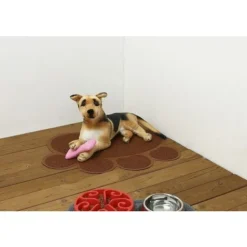 ZXPASRA Tapis De Litière Pour Chat Empreinte De Patte Bol D'alimentation Napperon Tapis De Lit Pour Chat Antidérapant Litière Imperméable Tapis De Trappeur Accessoires Pour Chat 30x40cm（brun） -Pas Cher Toutou Mia Magasin 71998908 3