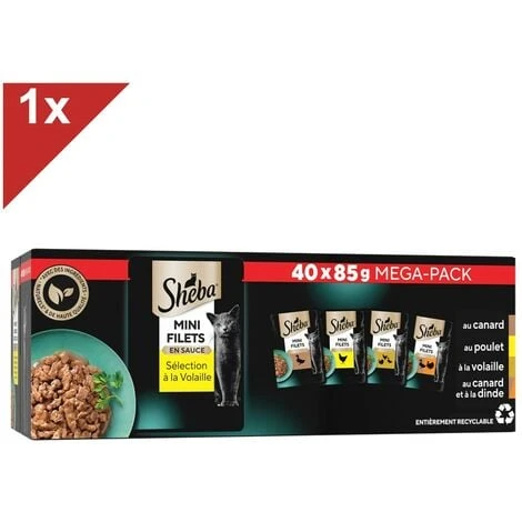 SHEBA 40 Sachets Fraîcheur Sélection à La Volaille En Sauce Pour Chat 85g (1x40) 3 SHEBA 40 Sachets Fraîcheur Sélection à La Volaille En Sauce Pour Chat 85g (1x40)
