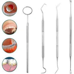 Kit D'hygiène Dentaire Pour L'élimination De La Plaque Et Du Tartre Kit De Blanchiment Des Dents Avec Miroir De Dentiste Nettoyage Des Dents Tartre 4p Ensemble -Pas Cher Toutou Mia Magasin 75262494 3