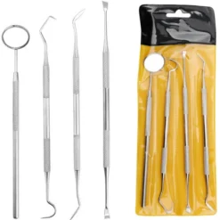 Kit D'hygiène Dentaire Pour L'élimination De La Plaque Et Du Tartre Kit De Blanchiment Des Dents Avec Miroir De Dentiste Nettoyage Des Dents Tartre 4p Ensemble -Pas Cher Toutou Mia Magasin 75262494 4