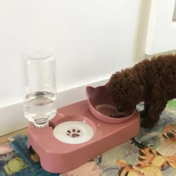 2 En 1 Gamelles Pour Chat, Chat Gamelle Avec Automatique Distributeur Eau, Double Bol Mangeoirs Gamelle Pour Chat Chien Avec Support, Inclinable 15°, Gamelles Pour Chat Et Petit Chien -Pas Cher Toutou Mia Magasin 76314857 3