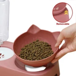 2 En 1 Gamelles Pour Chat, Chat Gamelle Avec Automatique Distributeur Eau, Double Bol Mangeoirs Gamelle Pour Chat Chien Avec Support, Inclinable 15°, Gamelles Pour Chat Et Petit Chien -Pas Cher Toutou Mia Magasin 76314857 4
