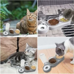Gamelle Chat Et Chien Surélevée, 3 En 1 Distributeurs Automatique D'eau Et Nourriture Pour Animaux De Compagnie, Incliné à 15°Double Bol De Nourriture, Pour Les Chats Et Les Chiots -Pas Cher Toutou Mia Magasin 76700775 5